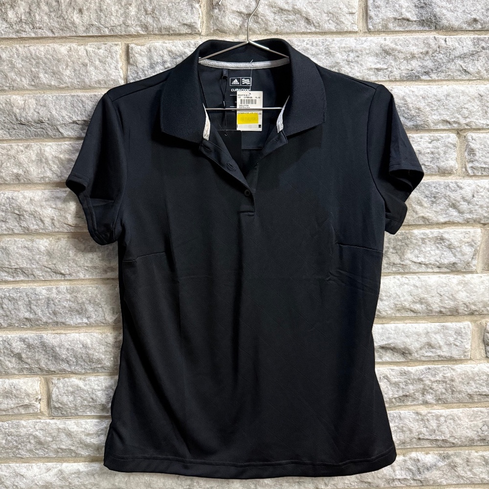womens adidas golf climacool Golf Polo, NWT SZ M Black Fitted Collared